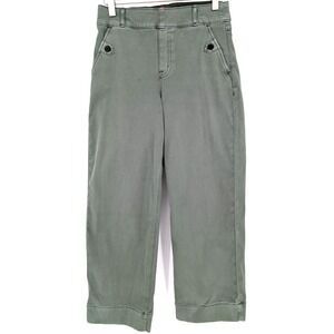 Spanx Olive Green Twill Crop Wide Leg Pant Pant Petite S Utility Preppy Classic